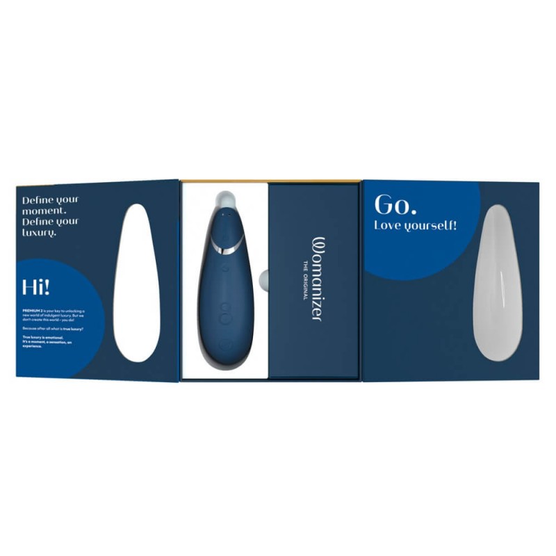 Womanizer Premium 2 - akkus, léghullámos csiklóizgató (kék) 83369 termék bemutató kép