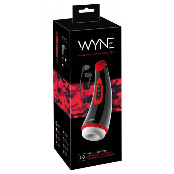 WYNE 03 - akkus, rezgő-szívó maszturbátor (fekete)