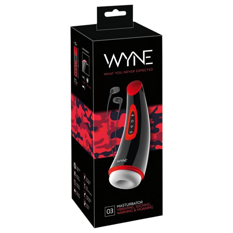 WYNE 03 - akkus, rezgő-szívó maszturbátor (fekete) 155617 termék bemutató kép