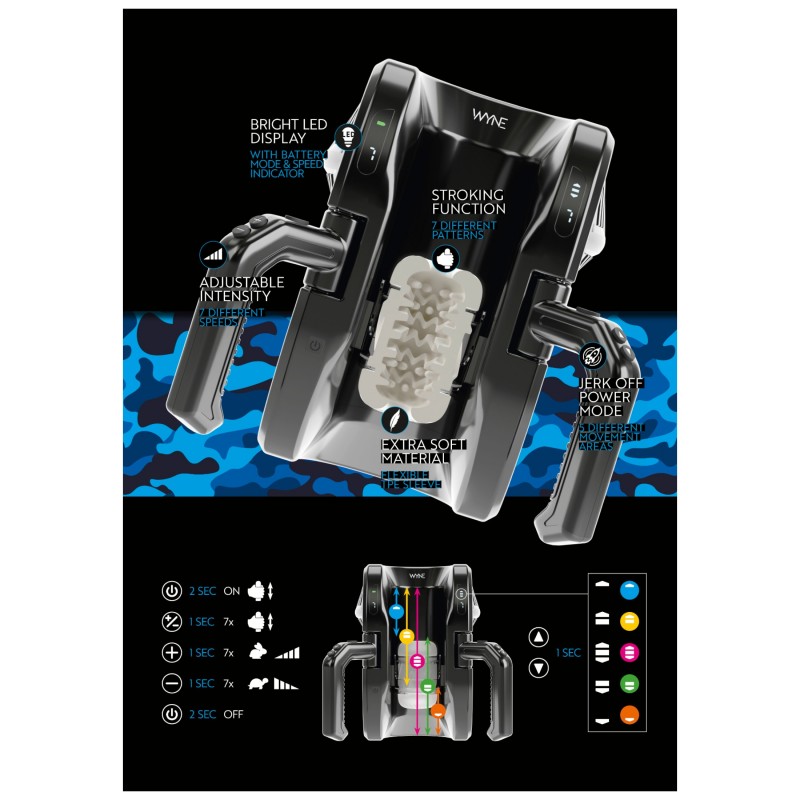 WYNE 10 - automata maszturbátor kapaszkodóval (fekete) 124550 termék bemutató kép