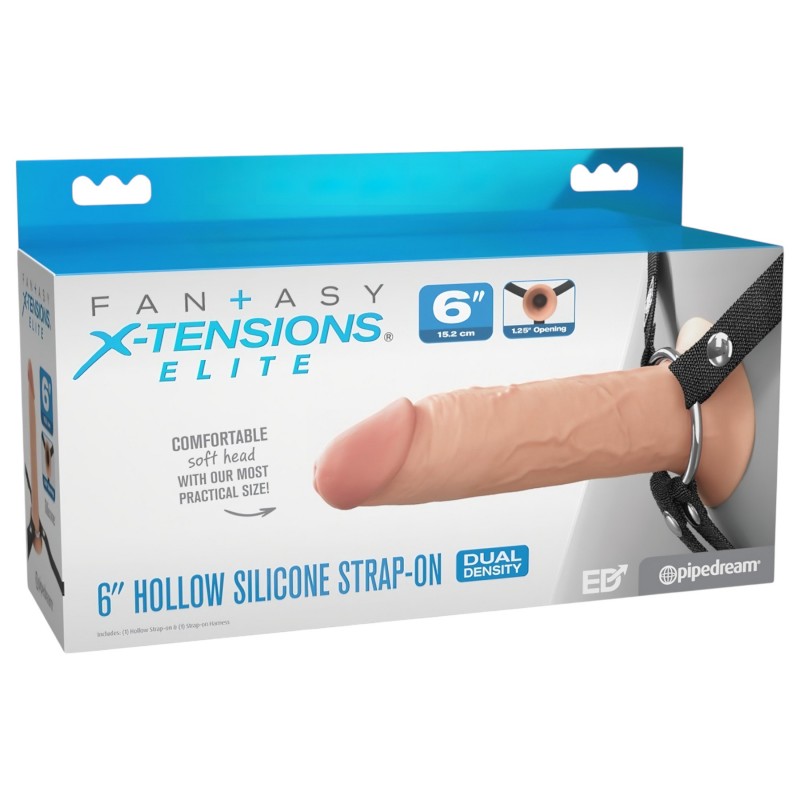 X-TENSION Elite - üreges felcsatolható dildó (testszínű) 99657 termék bemutató kép