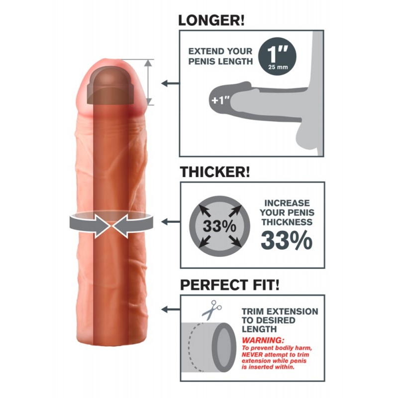 Pipedream - X-TENSION Perfect 1 - élethű péniszköpeny (17,7 cm, natúr) 51278 termék bemutató kép