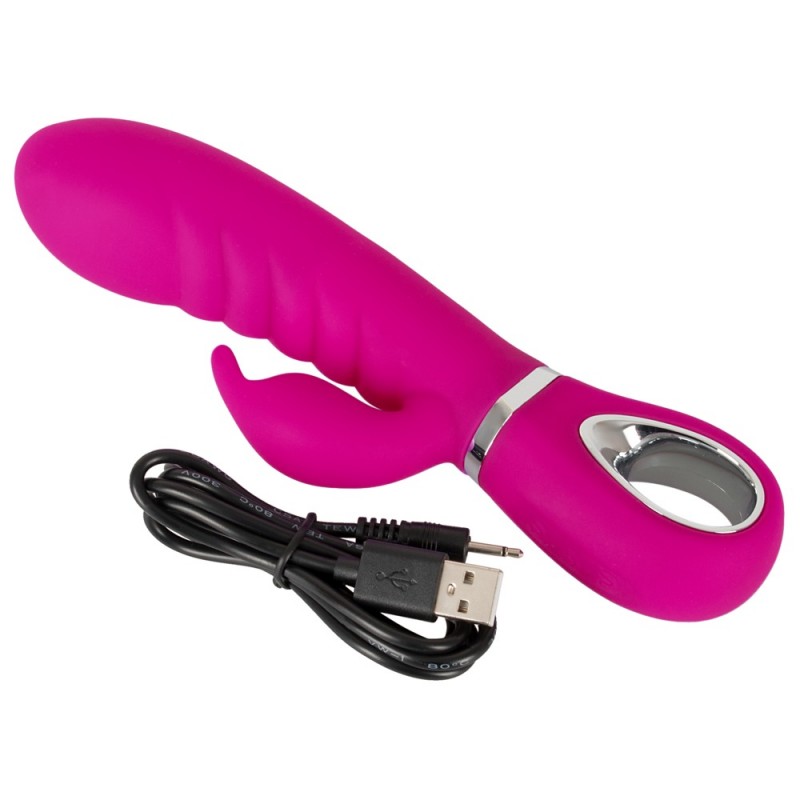 XOUXOU - akkus, csiklókaros, bordás vibrátor (pink) 42798 termék bemutató kép