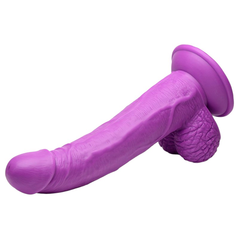 XR Brands POP - tapadótalpas, herés dildó - 19 cm (lila) 121188 termék bemutató kép