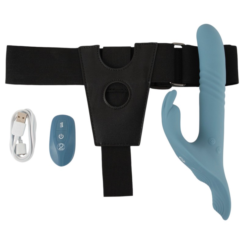 You2Toys - 3 részes felcsatolható lökő vibrátor távirányítóval (kék) 167034 termék bemutató kép
