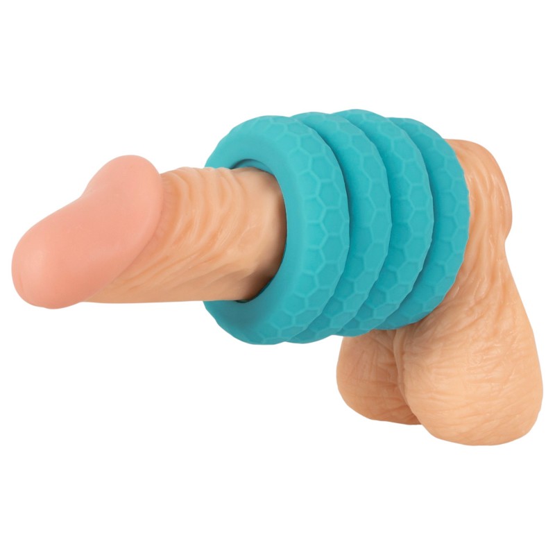 You2Toys - 3in1 pénisz- és heregyűrű szett férfiaknak (türkiz) 167043 termék bemutató kép