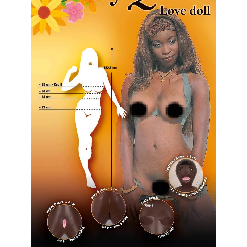 You2Toys Beauty Queen - felfújható guminő szexbaba (fekete) 157027 termék bemutató kép