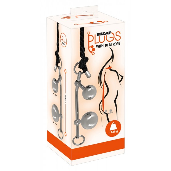 You2Toys Bondage Plugs - fém tágító gömbök (149g) - ezüst