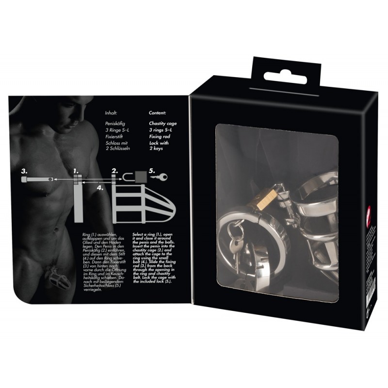 You2Toys - Chastity Cage - fém péniszketrec, lakattal 62213 termék bemutató kép