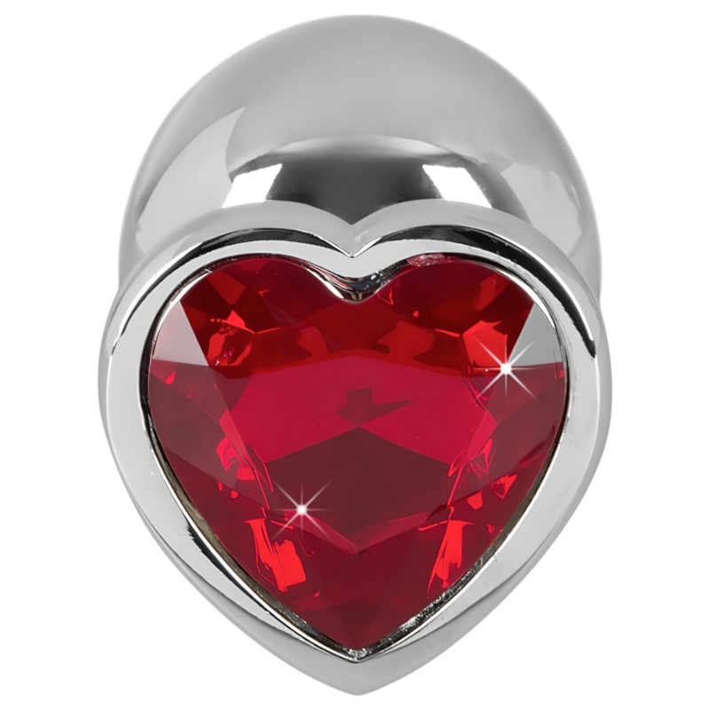 You2Toys - Diamond - 85 g-os alumínium anál plug (ezüst-piros) 137209 termék bemutató kép