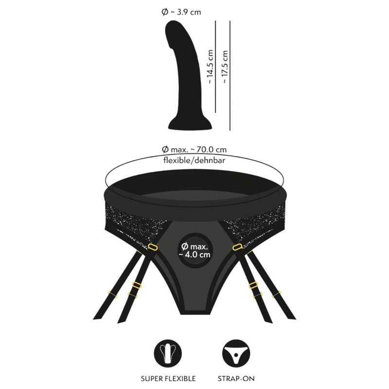You2Toys - felcsatolható dildó alsóval (fekete) 120557 termék bemutató kép