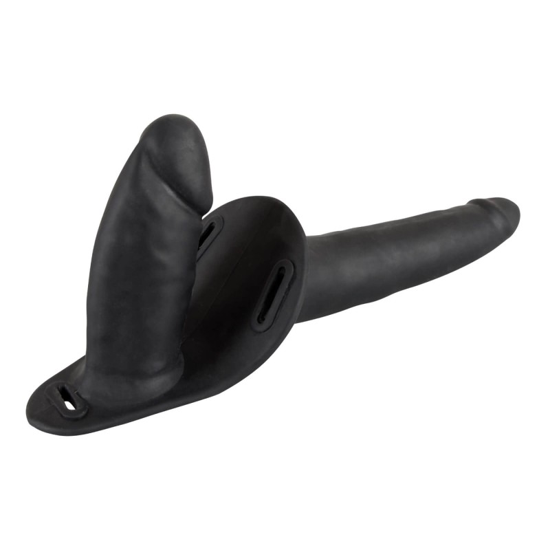 You2Toys - Felcsatolható, szilikon dildó-duó (fekete) 61164 termék bemutató kép