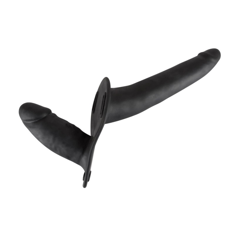 You2Toys - Felcsatolható, szilikon dildó-duó (fekete) 61165 termék bemutató kép