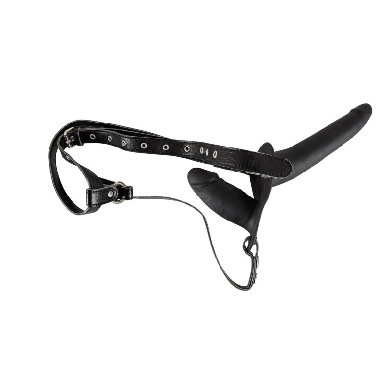 You2Toys - Felcsatolható, szilikon dildó-duó (fekete) 61166 termék bemutató kép