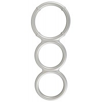 You2Toys - fém hatású tripla szilikon pénisz- és heregyűrű (ezüst) 74828 termék bemutató kép