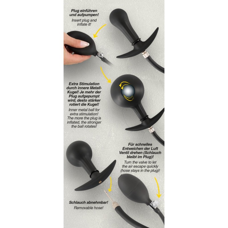 You2Toys - golyós, pumpálható anál plug (fekete) 62577 termék bemutató kép