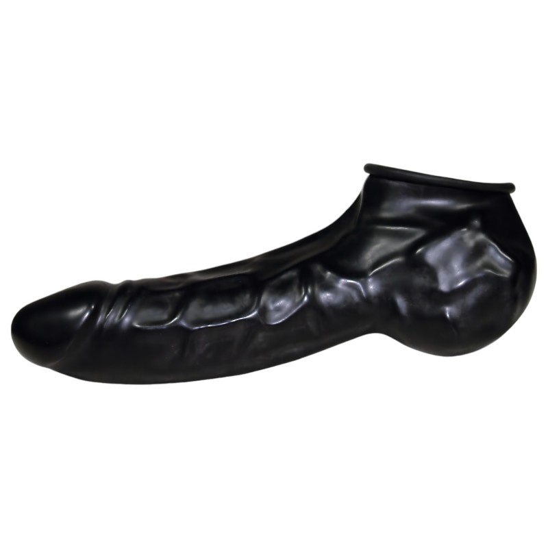 You2Toys Be Bizarre - latex pénisz- és hereköpeny férfiaknak (fekete) 116411 termék bemutató kép