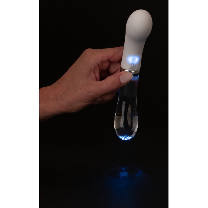 You2toys Liaison - szilikon-üveg LED vibrátor (áttetsző-fehér) 70245 termék bemutató kép