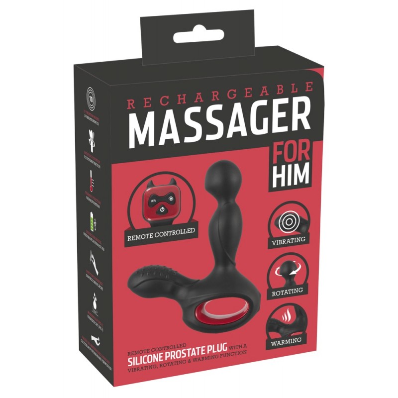 You2Toys Massager - akkus forgó, melegítő prosztata vibrátor (fekete) 80534 termék bemutató kép