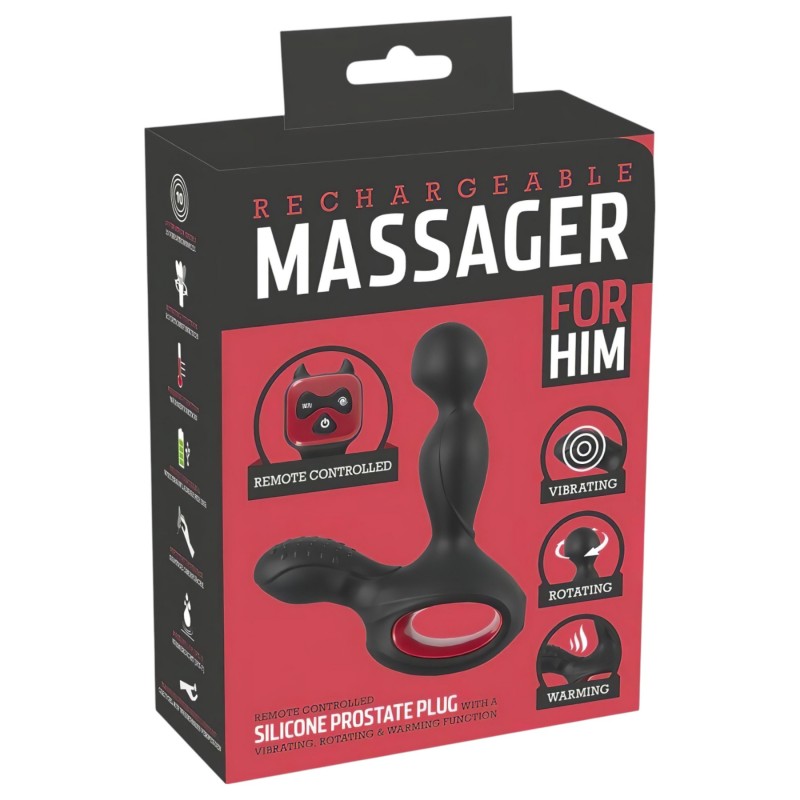 You2Toys Massager - forgó, melegítő prosztata vibrátor (fekete) 100768 termék bemutató kép