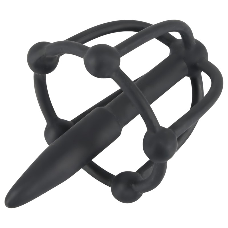 You2Toys Penisplug - szilikon makk-ketrec húgycső dilátorral (fekete) 158215 termék bemutató kép