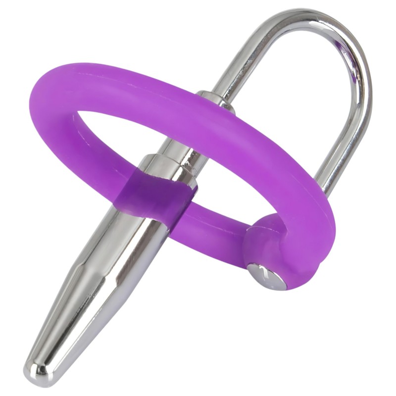 You2Toys - Penisplug - szilikon makkgyűrű kúpos dilátorrall (lila-ezüst) 136438 termék bemutató kép