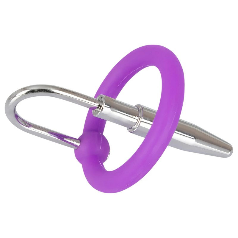 You2Toys - Penisplug - szilikon makkgyűrű kúpos dilátorrall (lila-ezüst) 136439 termék bemutató kép