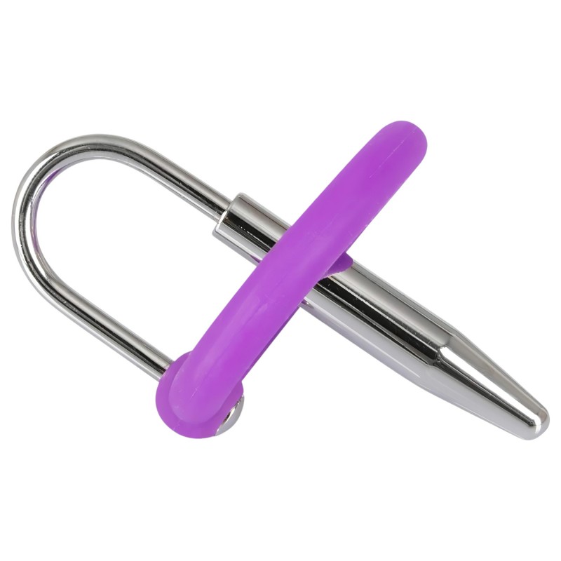 You2Toys - Penisplug - szilikon makkgyűrű kúpos dilátorrall (lila-ezüst) 136440 termék bemutató kép