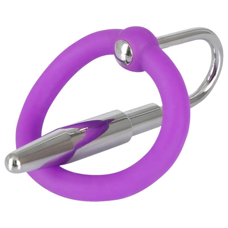 You2Toys - Penisplug - szilikon makkgyűrű kúpos dilátorrall (lila-ezüst) 136441 termék bemutató kép