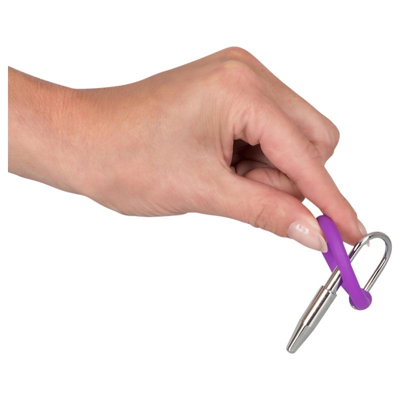You2Toys - Penisplug - szilikon makkgyűrű kúpos dilátorrall (lila-ezüst) 136442 termék bemutató kép