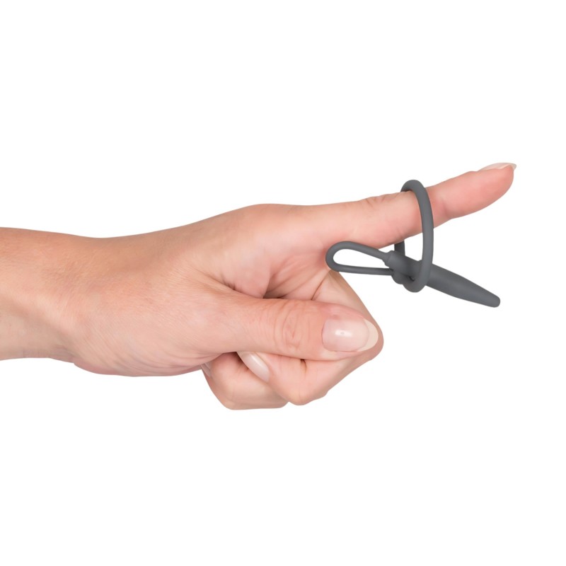 You2Toys Penisplug - szilikon makkgyűrű kúpos húgycső dilátorral (szürke) 157676 termék bemutató kép