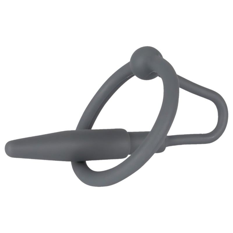 You2Toys Penisplug - szilikon makkgyűrű kúpos húgycső dilátorral (szürke) 157678 termék bemutató kép