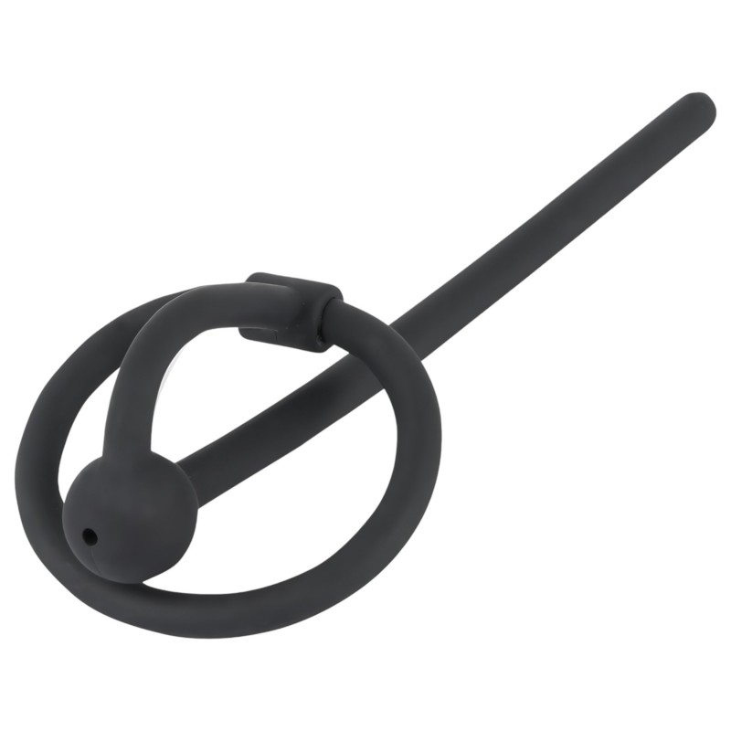 You2Toys Penisplug - szilikon makkgyűrű üreges húgycső dilátorral (fekete) 158056 termék bemutató kép