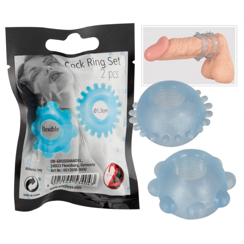 You2Toys - Péniszgyűrű duó (átlátszó kék) 61373 termék bemutató kép