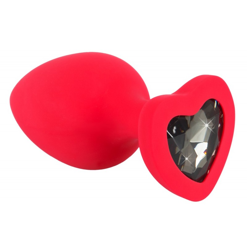 You2Toys Plug Large - fekete köves, szíves anál dildó (piros) - nagy 41293 termék bemutató kép