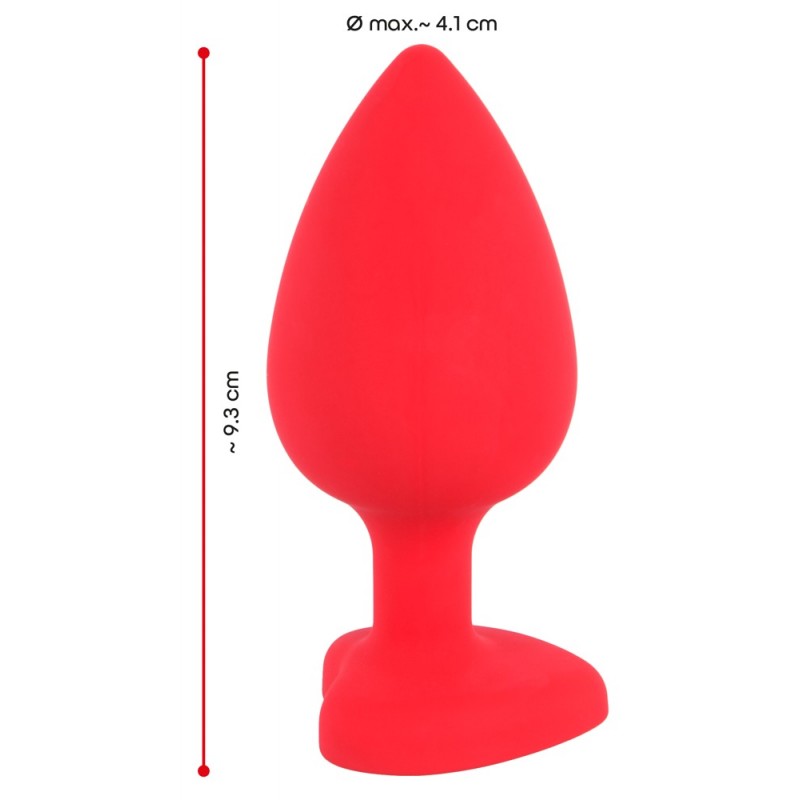 You2Toys Plug Large - fekete köves, szíves anál dildó (piros) - nagy 41296 termék bemutató kép