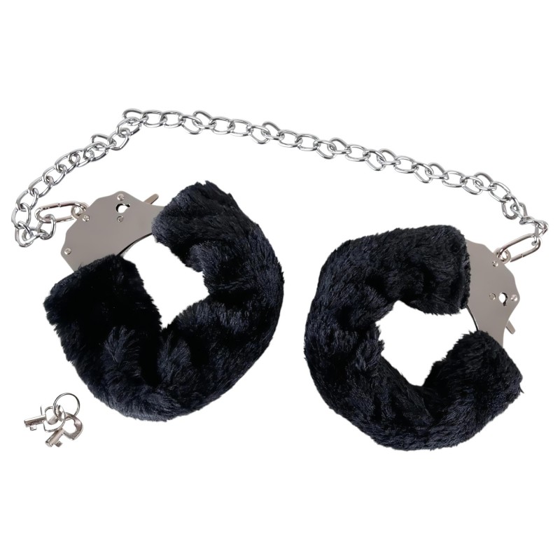 You2Toys - plüss szexbilincs hosszú lánccal (fekete) 169398 termék bemutató kép
