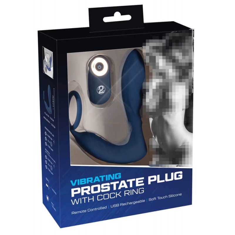 You2Toys Prostate Plug - anál vibrátor péniszgyűrűvel (kék) 80707 termék bemutató kép