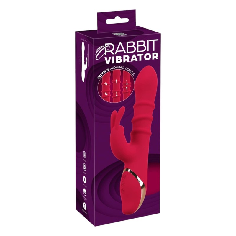 You2Toys Rabbit - mozgó gyűrűs vibrátor (piros) 90883 termék bemutató kép
