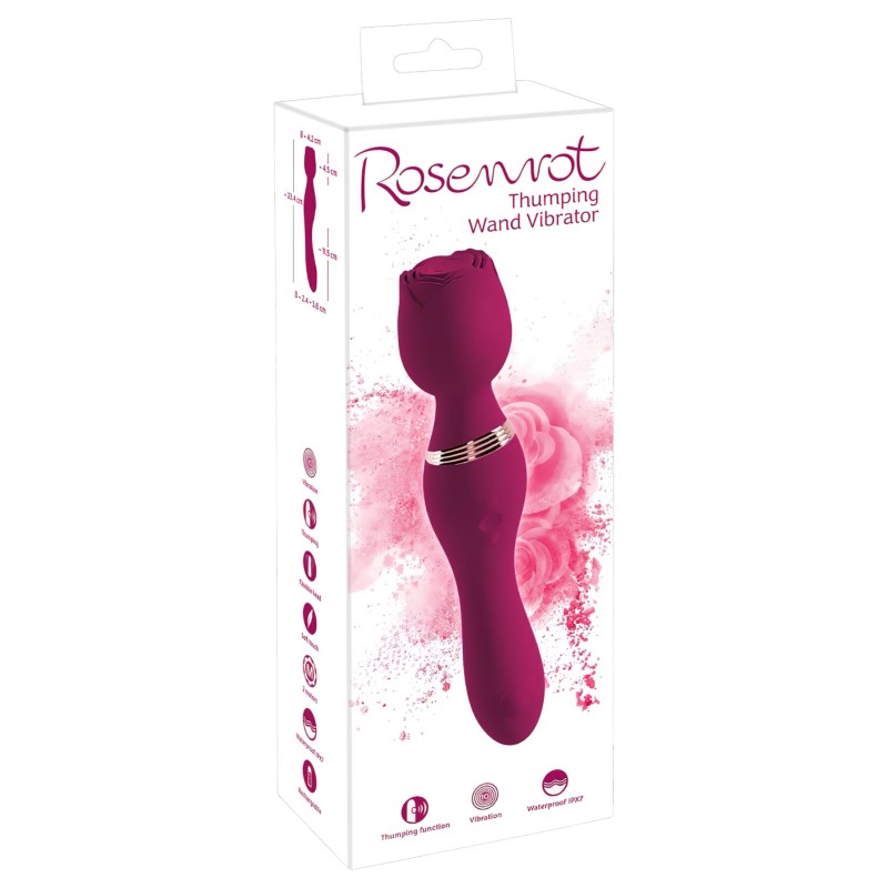You2Toys Rosenrot - akkus rózsaszál masszírozó vibrátor (piros) 111307 termék bemutató kép