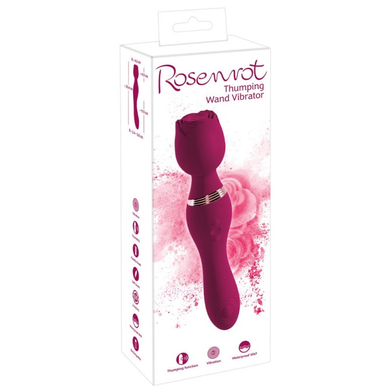 You2Toys Rosenrot - akkus rózsaszál masszírozó vibrátor (vörös) 86768 termék bemutató kép