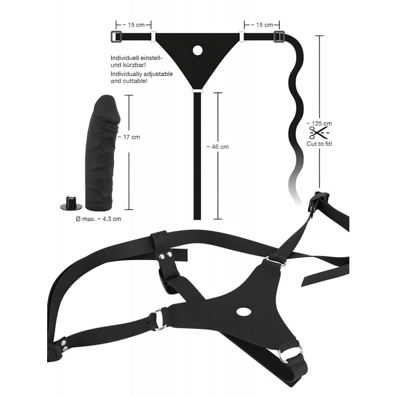 You2Toys - Silicone Strap-On - felcsatolható dildó (fekete) 108496 termék bemutató kép