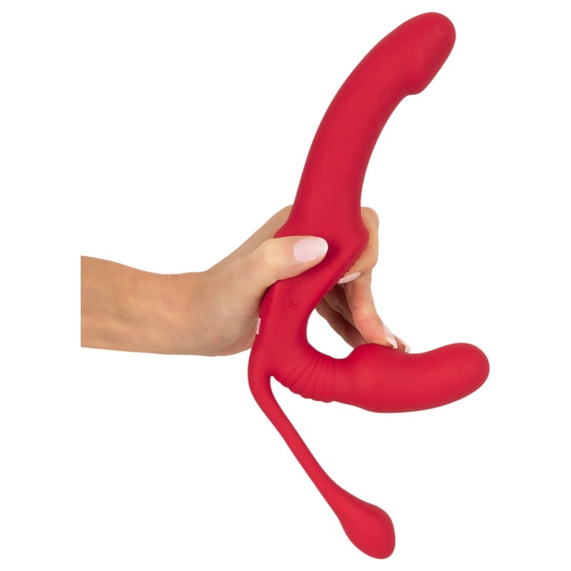 You2Toys Strapless - felcsatolható 3 ágú vibrátor (piros) 128329 termék bemutató kép
