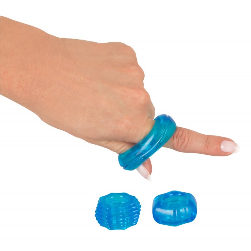 You2Toys - Stretchy - szilikon péniszgyűrű trió (kék) 37382 termék bemutató kép