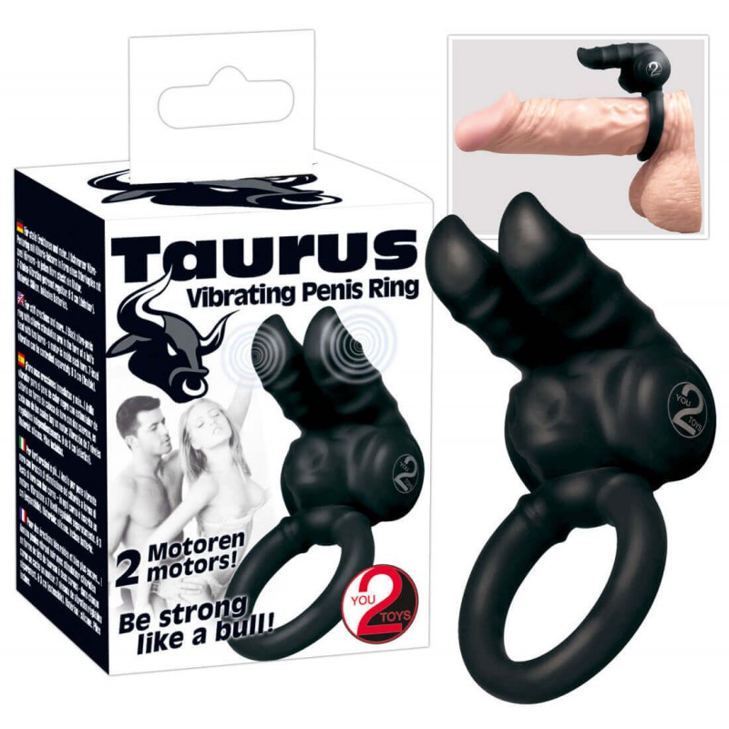 You2Toys - Taurus - dupla-motoros, vibrációs péniszgyűrű (fekete) 61897 termék bemutató kép