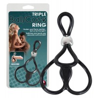 You2Toys - Tripla, állítható pénisz- és heregyűrű (fekete) 61827 termék bemutató kép
