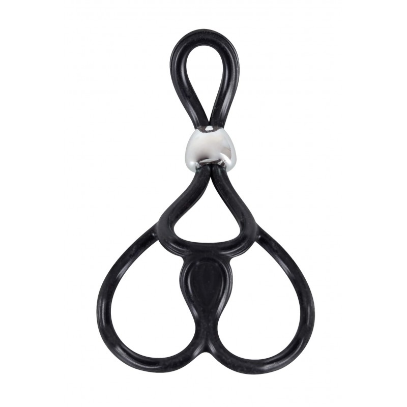 You2Toys - Tripla, állítható pénisz- és heregyűrű (fekete) 61830 termék bemutató kép