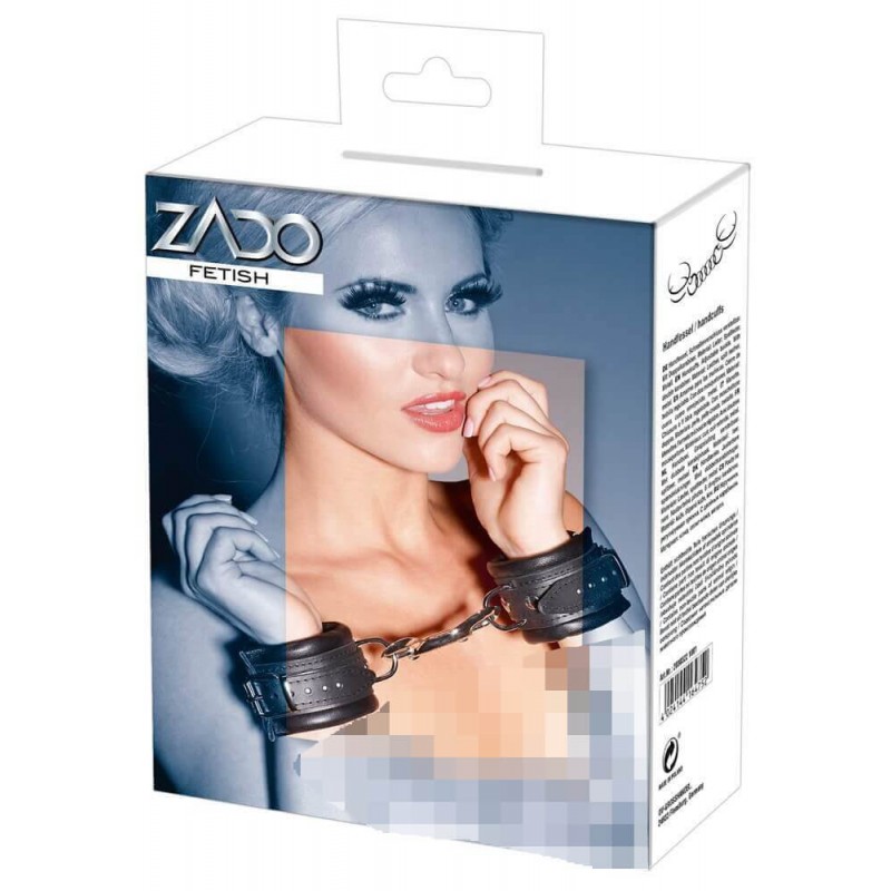 ZADO - bőr csuklóbilincs és karabiner (fekete) 87586 termék bemutató kép