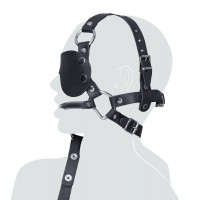 ZADO - bőr fejmaszk zablával és vezetőszárral (fekete) 75651 termék bemutató kép