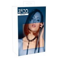 ZADO - bőr szegecses nyakörv pórázzal (fekete) 87642 termék bemutató kép
